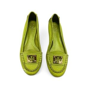 Tory Burch Green Flats with Metallic Emblem